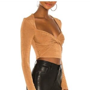 Significant Other Bambi Cropped Long Sleeve Top In Oak